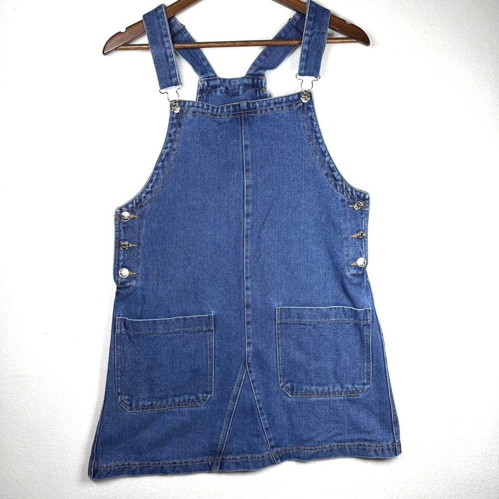 Bluivy Denim Overall Pinafore Dress Medium Wash Blue Cotton Mini Jumper D02310 S